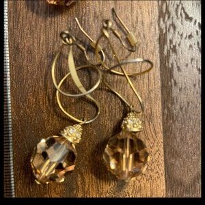 Elegant Gold and Light Brown (almost pale gold orange) Dangle Earrings